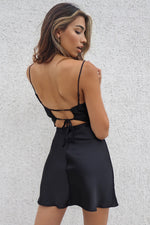 Mercedes Satin Dress - Black
