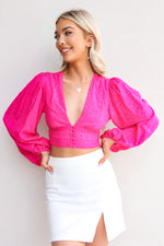 Nancy Top - Fuchsia Pink / Baby Blue