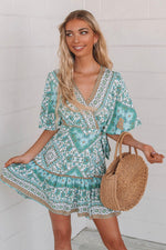 Nevada Aqua Wrap Dress - Runway Goddess