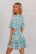 Nevada Aqua Wrap Dress - Runway Goddess