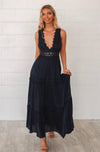 Navy Fawn Maxi Dress - Runway Goddess