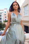 Pandora Multiway Gown - Sage Satin