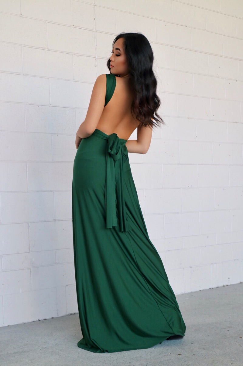 Pandora Multiway Gown Green Jersey Bridesmaid Formal Dress Runway Goddess