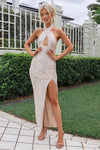 Mercury Sequin Gown - Beige