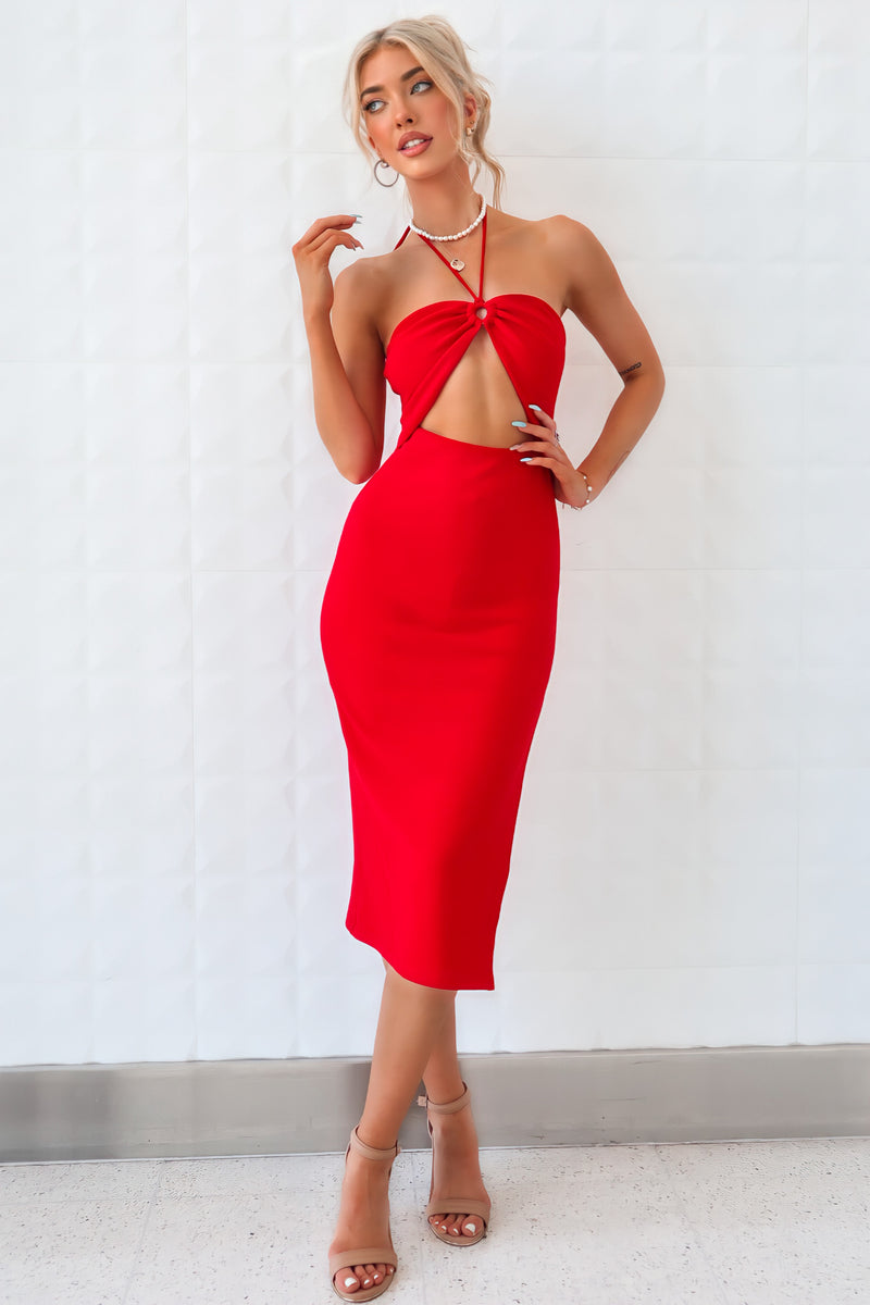 Ezra Midi Dress - Red