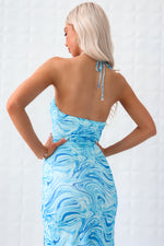 Dixie Midi Dress - Blue Swirl