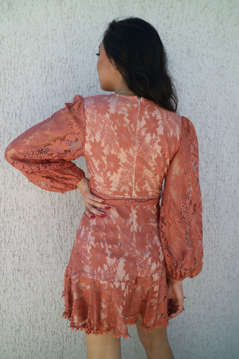 Vienna Lace Dress - Rust - Runway Goddess
