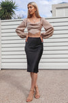 Mabel Satin Skirt - Black