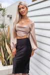 Mabel Satin Skirt - Black