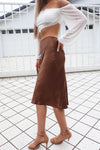 Mabel Satin Skirt - Chocolate Brown
