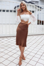 Mabel Satin Skirt - Chocolate Brown