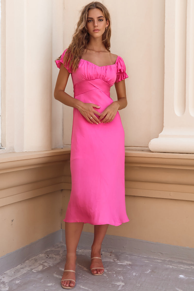 Claudia Midi Dress - Hot Pink