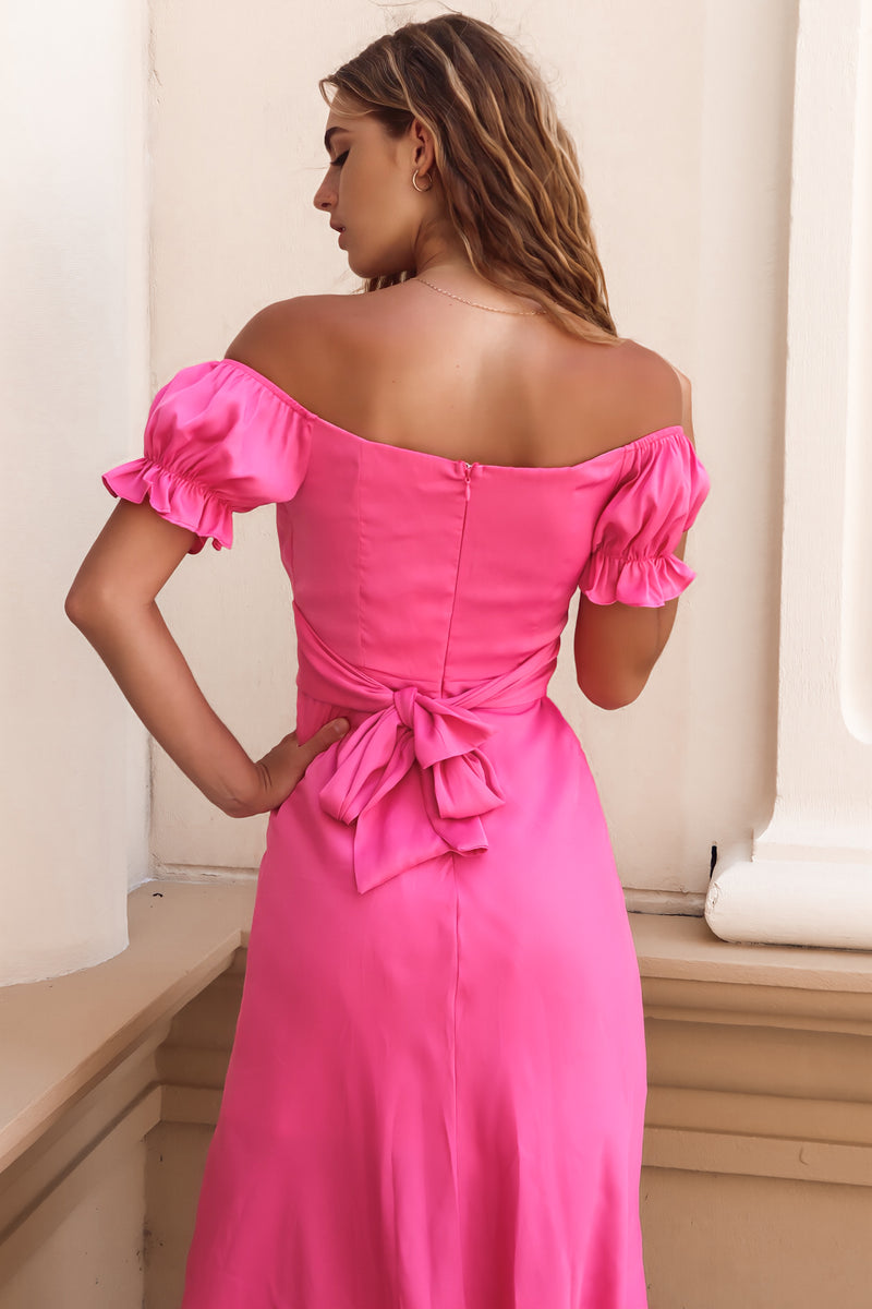 Claudia Midi Dress Hot Pink