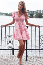 Vera Mini Dress - Pink Gingham