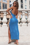 Mercury Sequin Gown - Blue