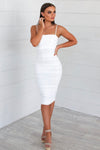 Alexia Bodycon Midi Dress - White - Runway Goddess