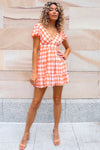 Alice Mini Dress - Orange Gingham