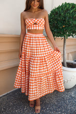 Addison Set Top - Orange Gingham