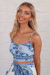 Porcelain Blue Crop Top Set - Runway Goddess