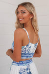 Porcelain Blue Crop Top Set - Runway Goddess