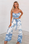 Porcelain Blue Crop Top Set - Runway Goddess