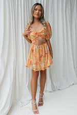Rita Mini Dress - Orange Floral
