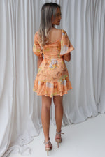 Rita Mini Dress - Orange Floral