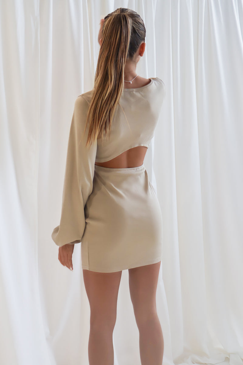 Roman Mini Dress - Beige