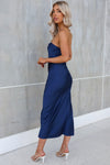 Rylee Satin Midi Dress - Navy