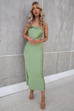 Rylee Satin Midi Dress - Sage Green