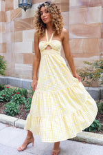 Saffron Maxi Dress - Yellow Gingham Print