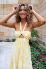 Saffron Maxi Dress - Yellow Gingham Print