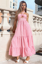 Saffron Maxi Dress - Pink Gingham Print