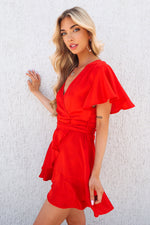 Satin Butterfly Dress - Red