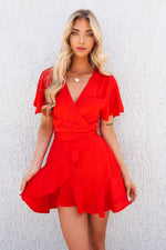 Satin Butterfly Dress - Red