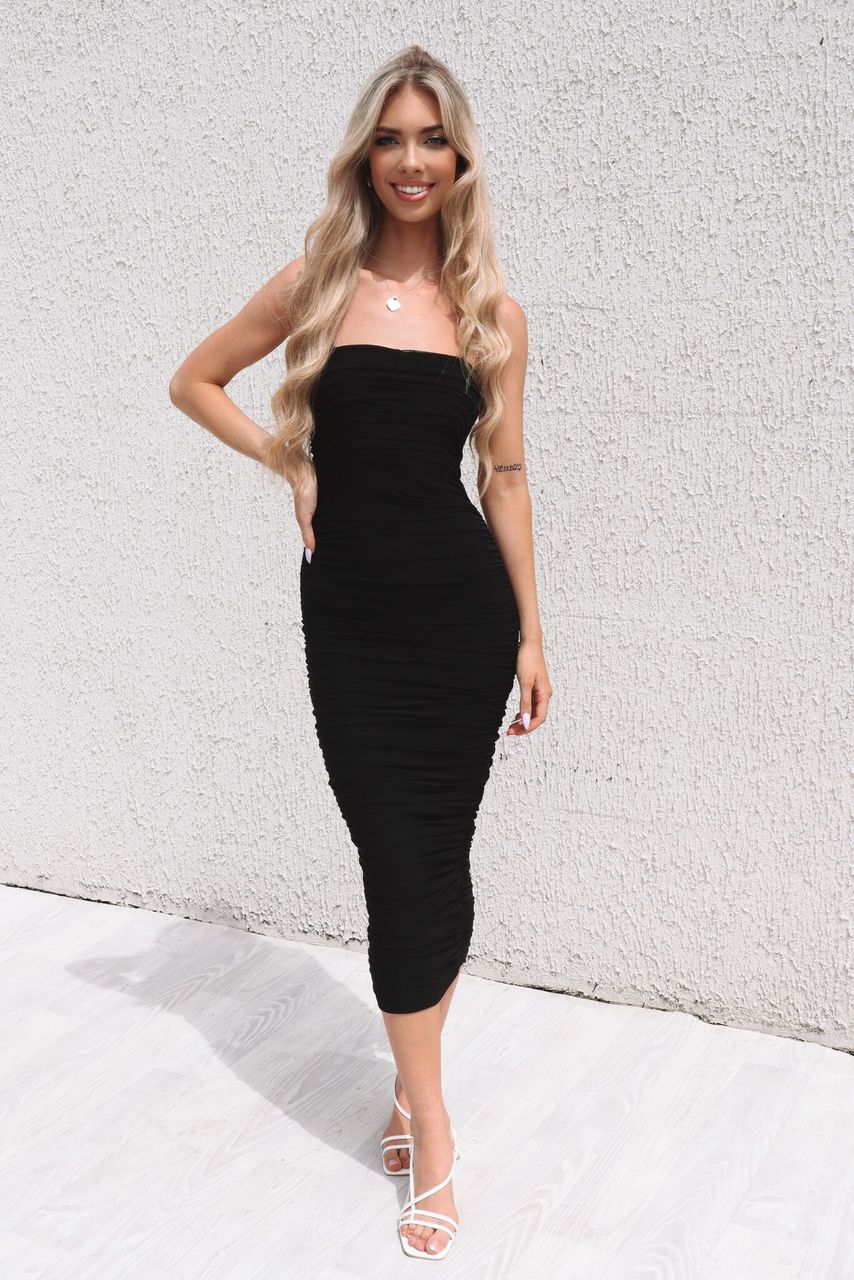 Serena Long Mesh Bodycon - Black - Runway Goddess