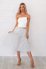 Silver Mist Tulle Maxi Skirt - Runway Goddess