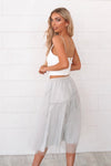 Silver Mist Tulle Maxi Skirt - Runway Goddess