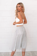 Silver Mist Tulle Maxi Skirt - Runway Goddess