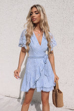 Something Sweet Lace Dress - Baby Blue - Runway Goddess