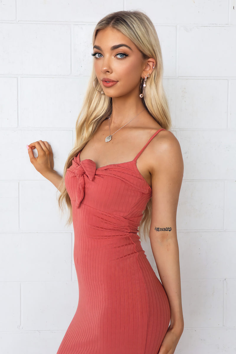 Stacey Ribbed Midi - Rose