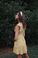 Sunrays Yellow Floral Dress - Runway Goddess