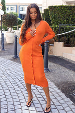 Tatiana Ribbed Dress - Orange