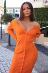 Tatiana Ribbed Dress - Orange