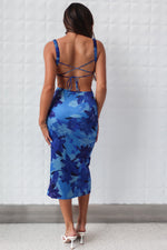 Tayah Satin Midi - Blue Floral