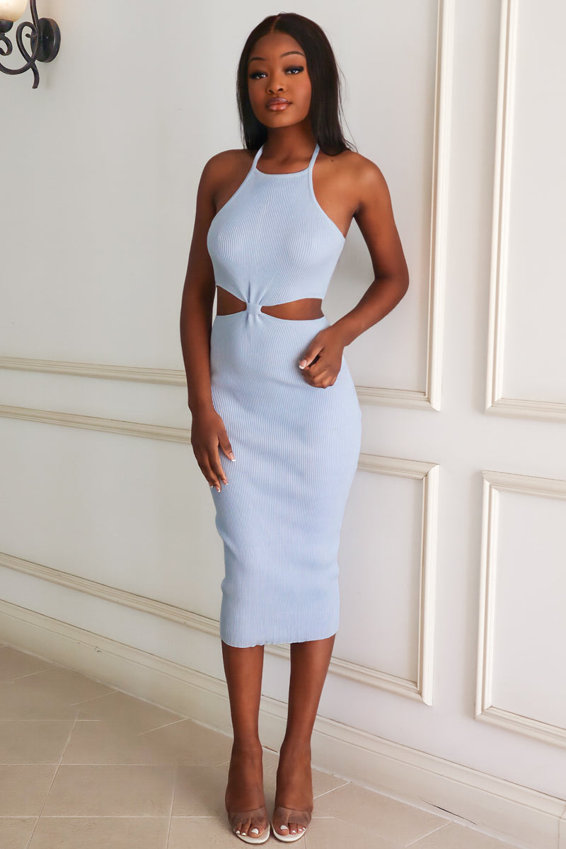Thurma Cutout Dress - Baby Blue Cute Semi Formal Cocktail Bodycon Midi Runway Goddess Thurma Cutout Dress - Baby Blue Cute Semi Formal Cocktail Bodycon Midi Runway Goddess