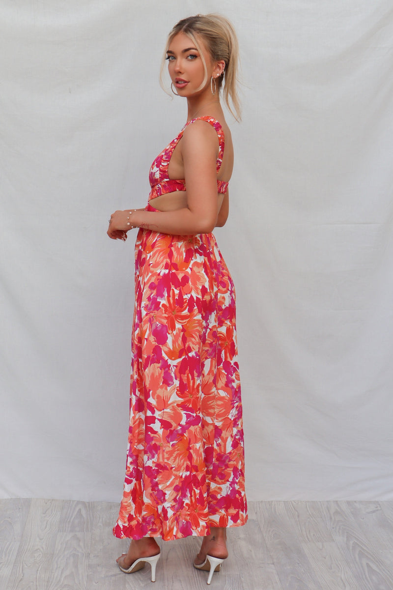 Vicki Maxi Dress - Red Floral