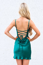 Vida Satin Mini Dress - Green