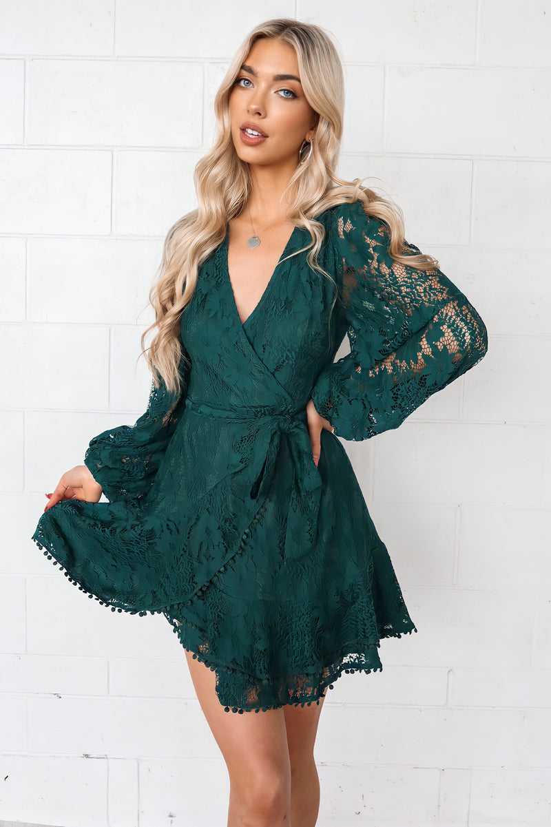 Green sales cocktail gown