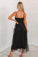 Whimsical Tulle Midi Dress - Black - Runway Goddess